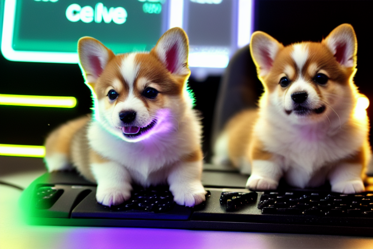 Corgi Pups Neon Image